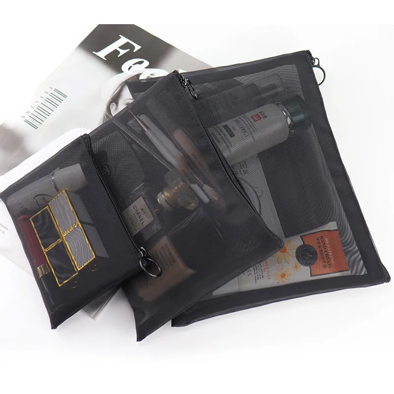 Black Mesh Travel Makeup Bag 2