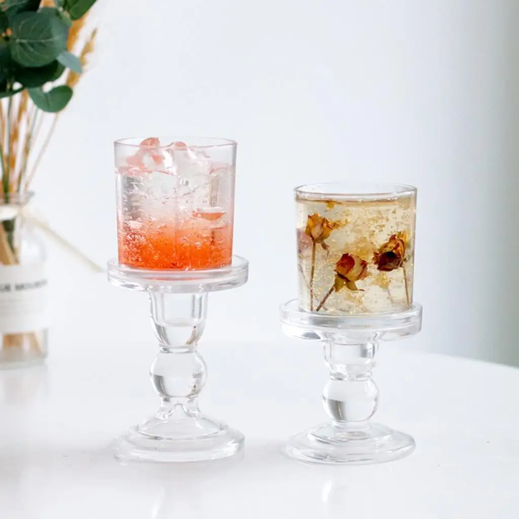 Golden Crystal Candleholder Set Glass Decor Retro Table Candelabrum Luxury Centerpiece for Events and Holiday