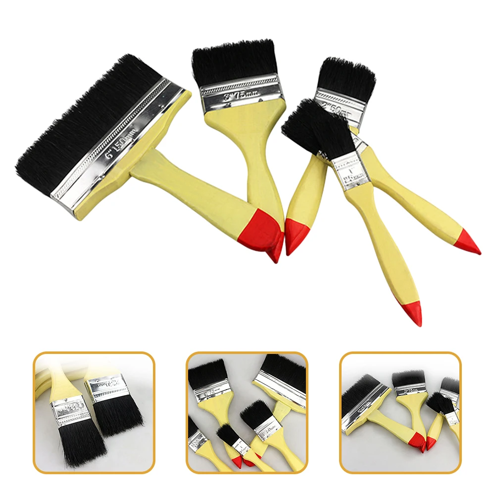 

5pcs Paint Brushes Set Wood Handle Assorted Sizes Synthetic Bristles Wall Trim Cabinet Door Painting Tools Chip Brush House