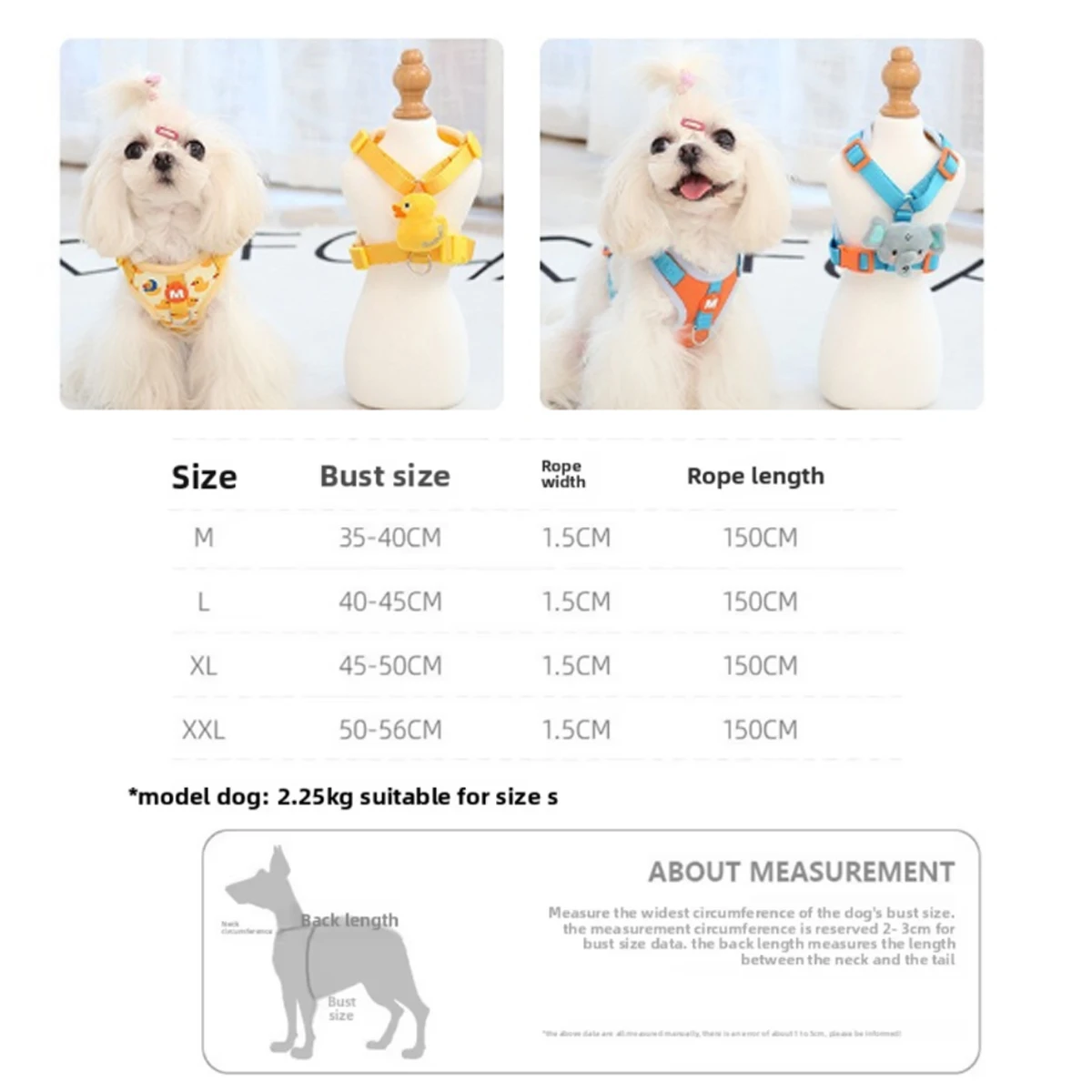 Small Puppy Harness and Leash Set Harnesses for Dogs Strap Dog Collar Tow Anti-escape Supplies Chest Breeds Accessories Vest Pet - view 2