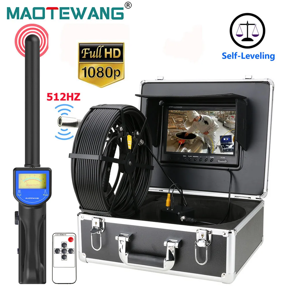 

Pipe Inspection Camera with DVR 16GB TF Card,9" HD 1080P 512Hz Sewer Drain Industrial Endoscope IP68 4500mA Battery 10/20/30/50M