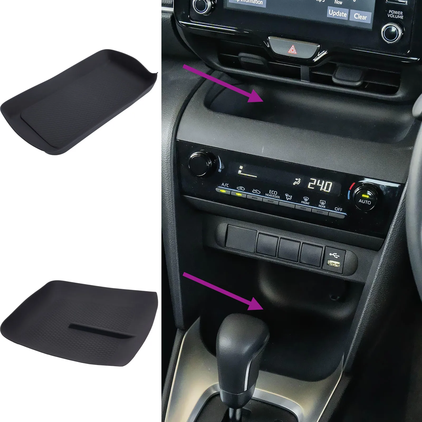 Für Toyota Yaris Cross Silikonmatte – Flexible Konsolenauflage für kabelloses Ladegerät, rutschfest, geräuschdämpfende Aufbewahrungsbox – Detail 1
