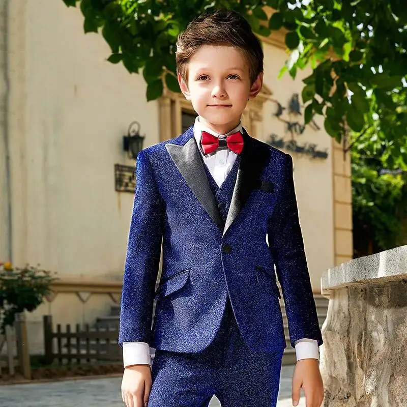 suit Children's formal dress, boys' set, three piece set, handsome British flower girl host costume, runway show costume
