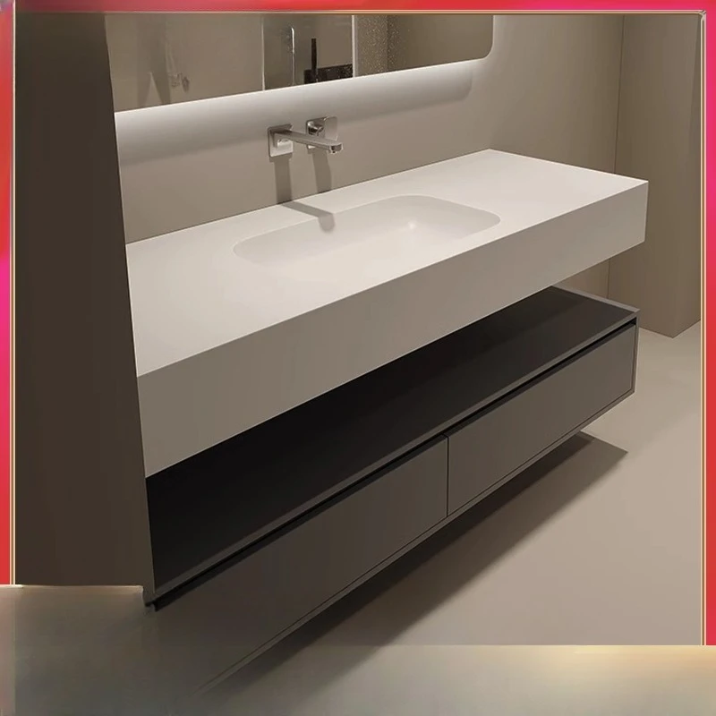 

Body basin washbasin rock slab bathroom cabinet combination double layer washbasin hand washbasin
