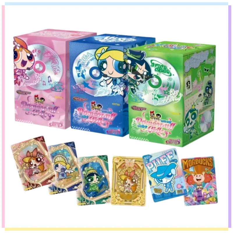 KAYOU Genuine The Powerpuff Girls Collectible Cards X‑Element Pack Anime Peripheral Trading Cards Blossom, Bubbles & Buttercup