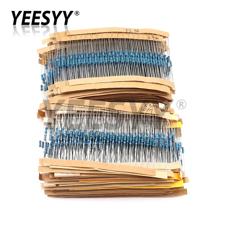 

3120pcs 156Values 1/4W Metal Film Resistor Kit 1R-10M ohm 1% Resistance Assortment Set 1ohm-10Mohm DIY Samples Pack