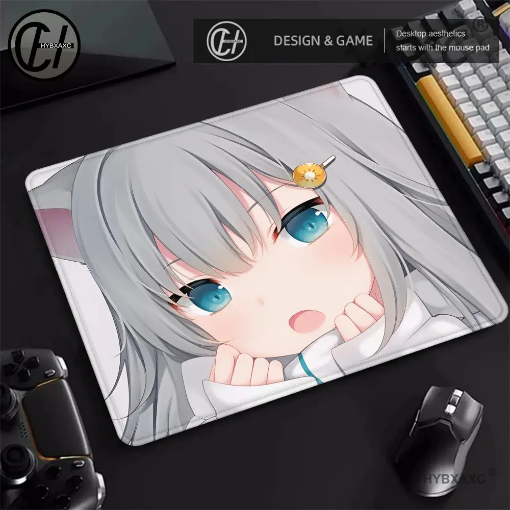 

HYBXAXC Anime Cat Girl Gaming Mouse Pad Non-slip Rubber Base DeskMat Cute Silver Hair Girl Cute Mousepad For Laptop Mousepad