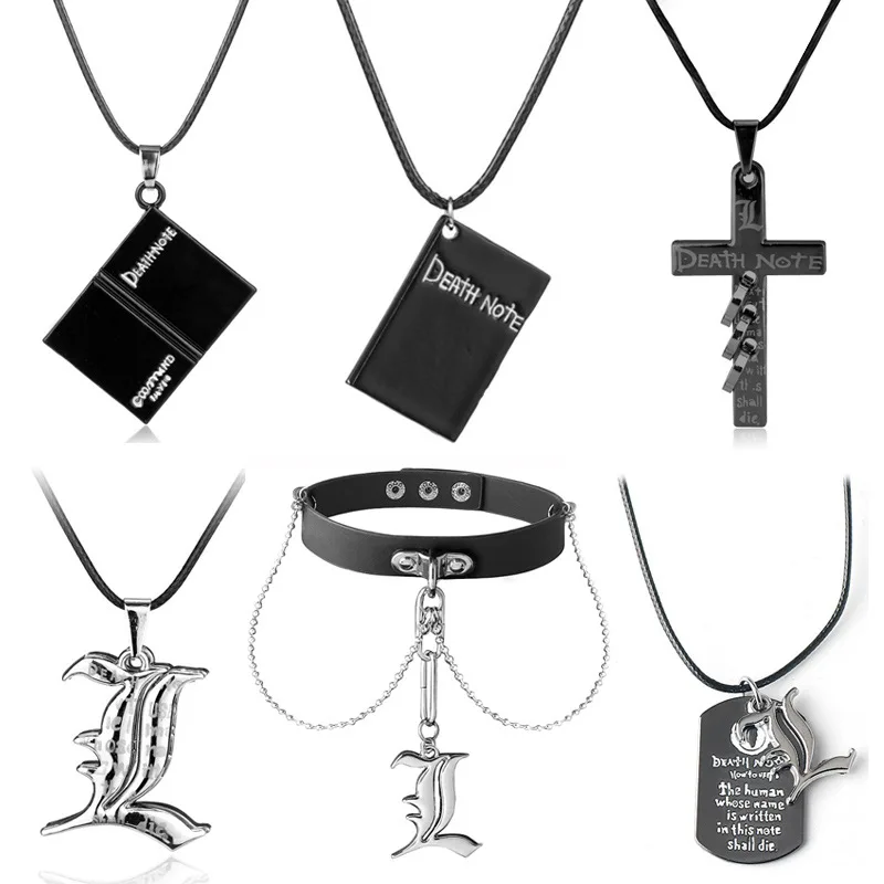 

Anime Death Note Necklace Rope Leather Choker Fashion Black Note Book Model Pendant Necklace For Women And Men Accessory