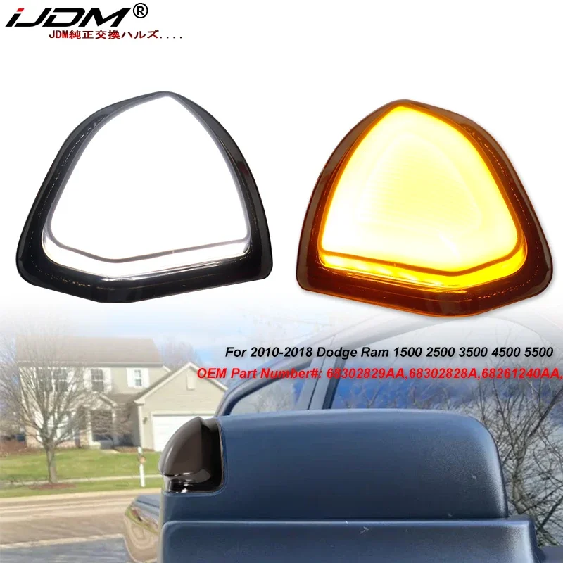 For Dodge Ram 1500 2500 3500 4500 5500 Side Mirror Lights Amber Turn Signal Lights white Parking Light/DRL 68302828AA 68302829AA