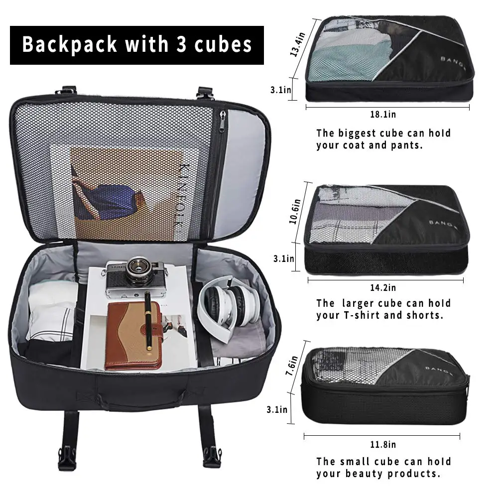 BANGE السفر عادية 17.3 بوصة حقيبة لابتوب متعددة مركب حقيبة قصيرة رحلة عمل على ظهره تحمل على موافقة الطائرة مع مقبض #3