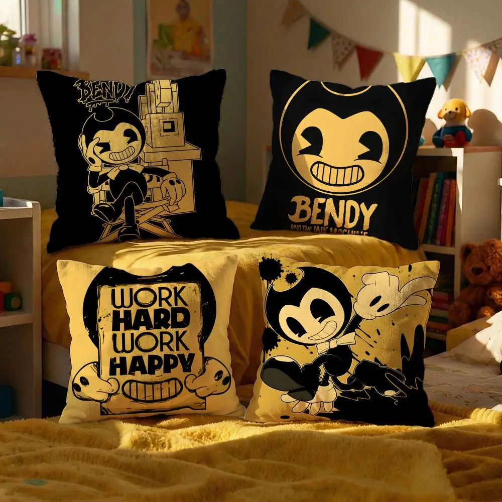 Funda de cojín decorativa del juego Bendy and the Ink Machine, fundas para sofá, 50x50, 4 piezas, 45x45, 40x40, funda de almohada