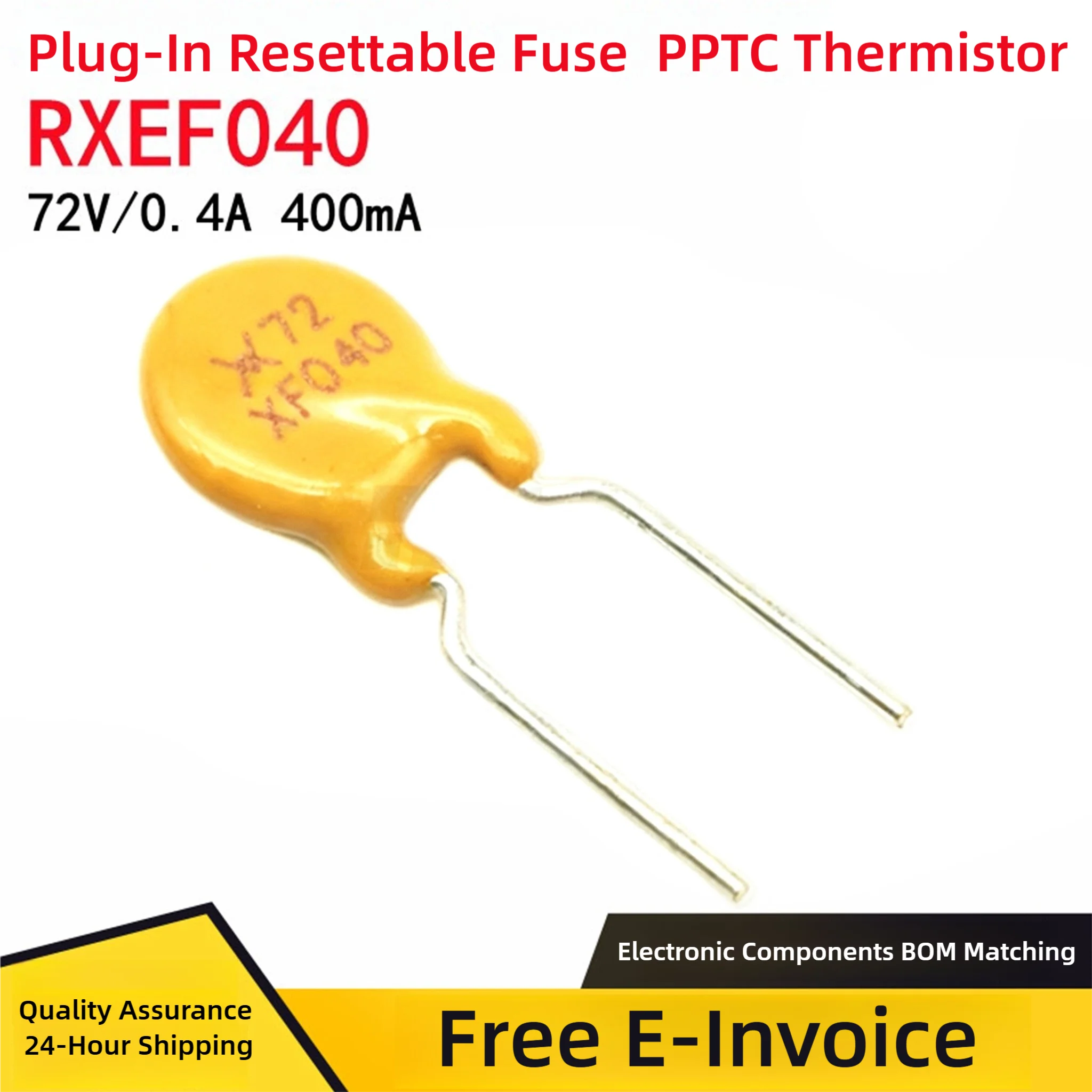 72V 0.4A 400mA Plug-In PPTC Self-Resetting Fuse RXEF040 Thermistor,Jinko Thermistor Complete Specifications