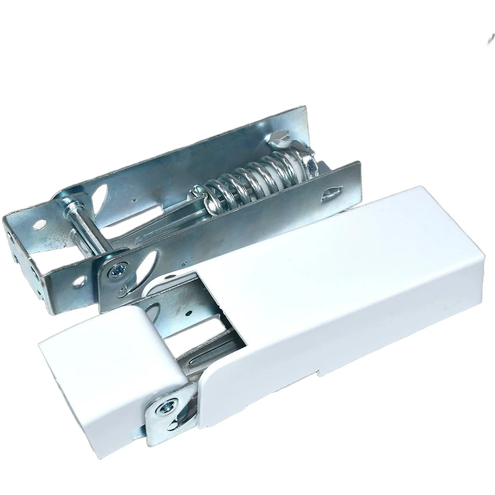 Spring Loaded 3 Hole Fridge Hinge Kit for Chest Refrigerator Door Fitting Includes Housing and Screws White Metal 14.2cm/17.9cm
