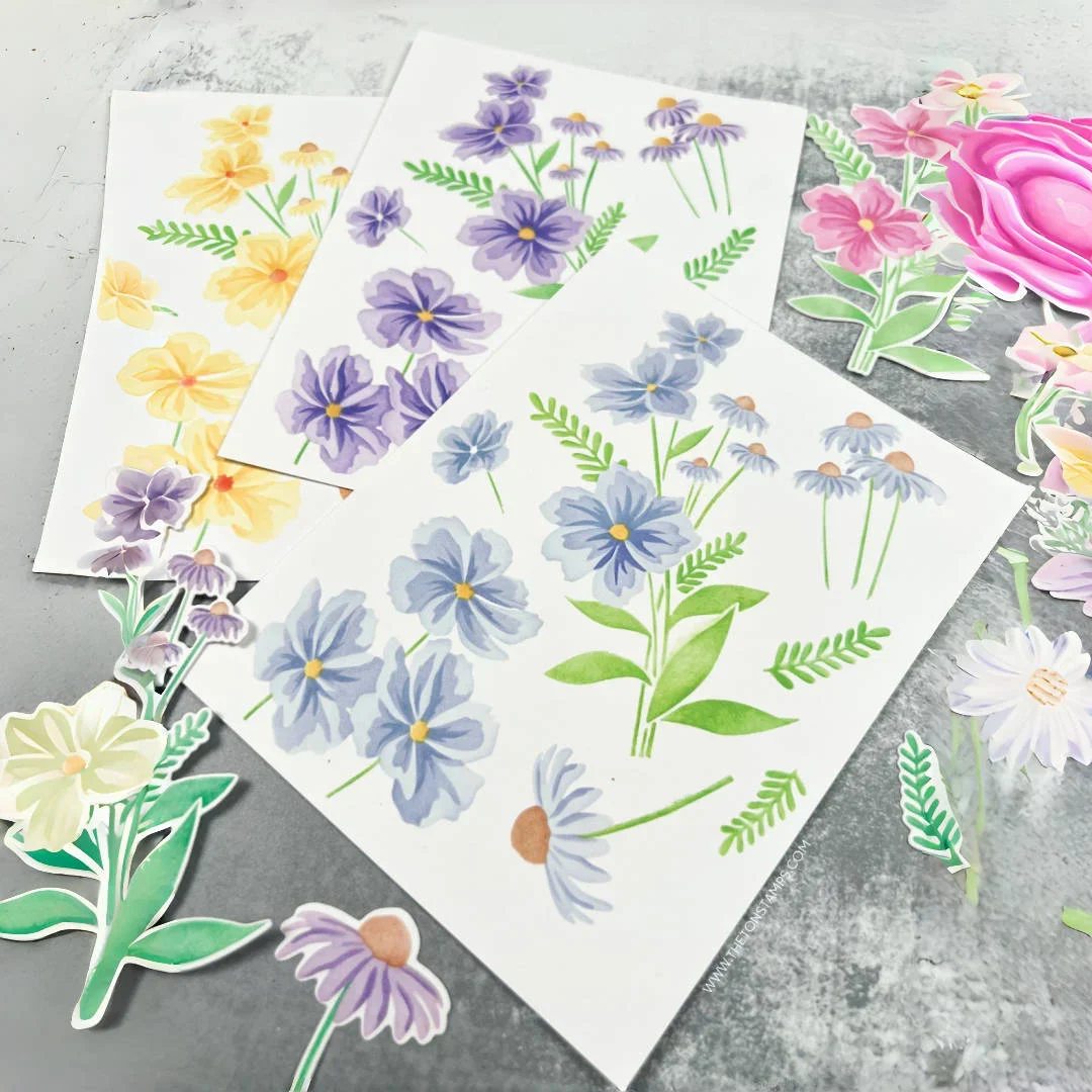 

Peony Stem Wildflower Pansies Stencil Metal Cutting Dies Clear Stamps DIY Scrapbook Handcraft Card Template Decoration New
