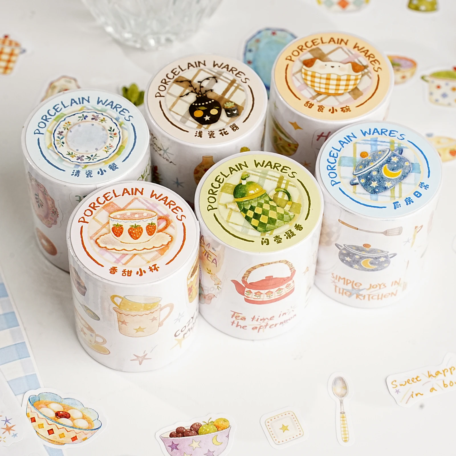 Etori Life Serie Porcelana, Vajilla Fresca y Decorativa para Cocina, Cinta Decorativa Washi, Platos de Cerámica con Diseño de Acuarela, Recipientes para Postres, Base para Collage, Cinta Decorativa Adecuada para Portátiles, Maletas, Vasos, Diarios, Guitarras, Suministros para Scrapbooking, Manualidades DIY, Accesorios de Decoración para Oficina, Decoración de Habitaciones, Fabricación de Tarjetas, Sobres, Revistas, Material Escolar, Regalos para Amigos, Regalo Perfecto