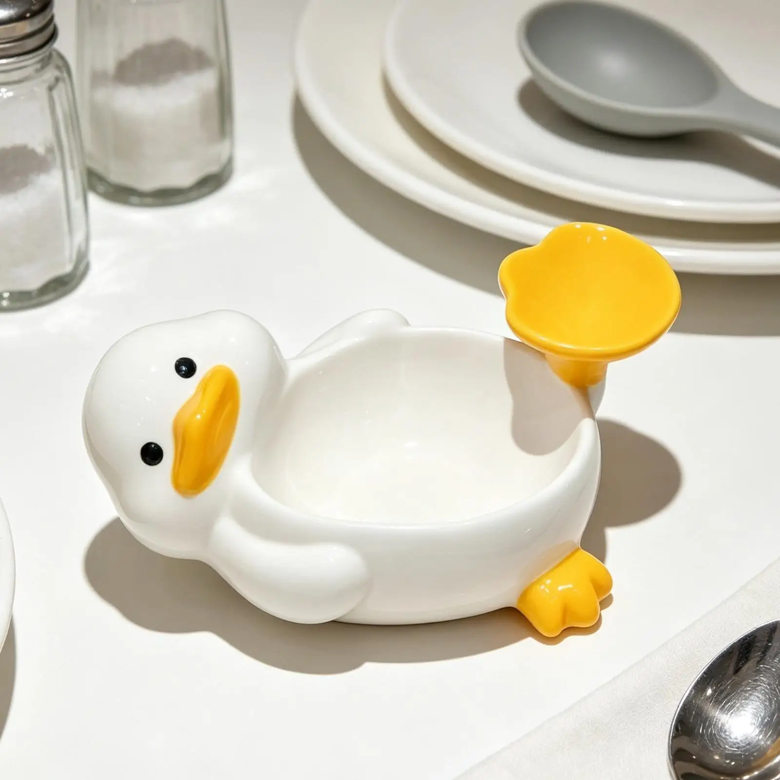 Ceramic Duck Seasoning Dish, Salad Dipping Dish, Cream Mini Bowl, Cute Design Afternoon Tea Cutlery