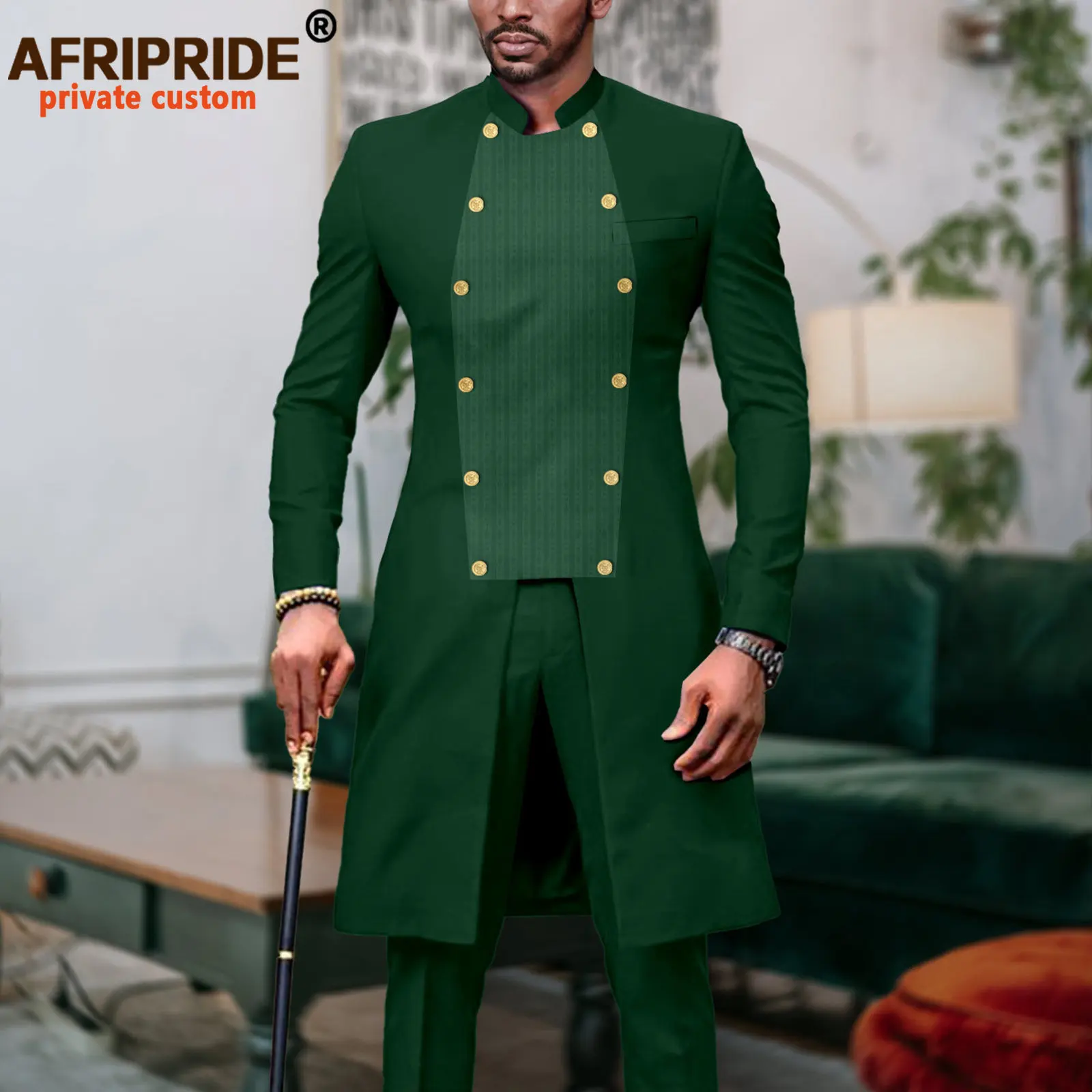 African Suits for Men Double Breasted Full Sleeve Slim Fit Blazer and Pants 2 Piece Set Dashiki Clothes Formal Outfits A2316064