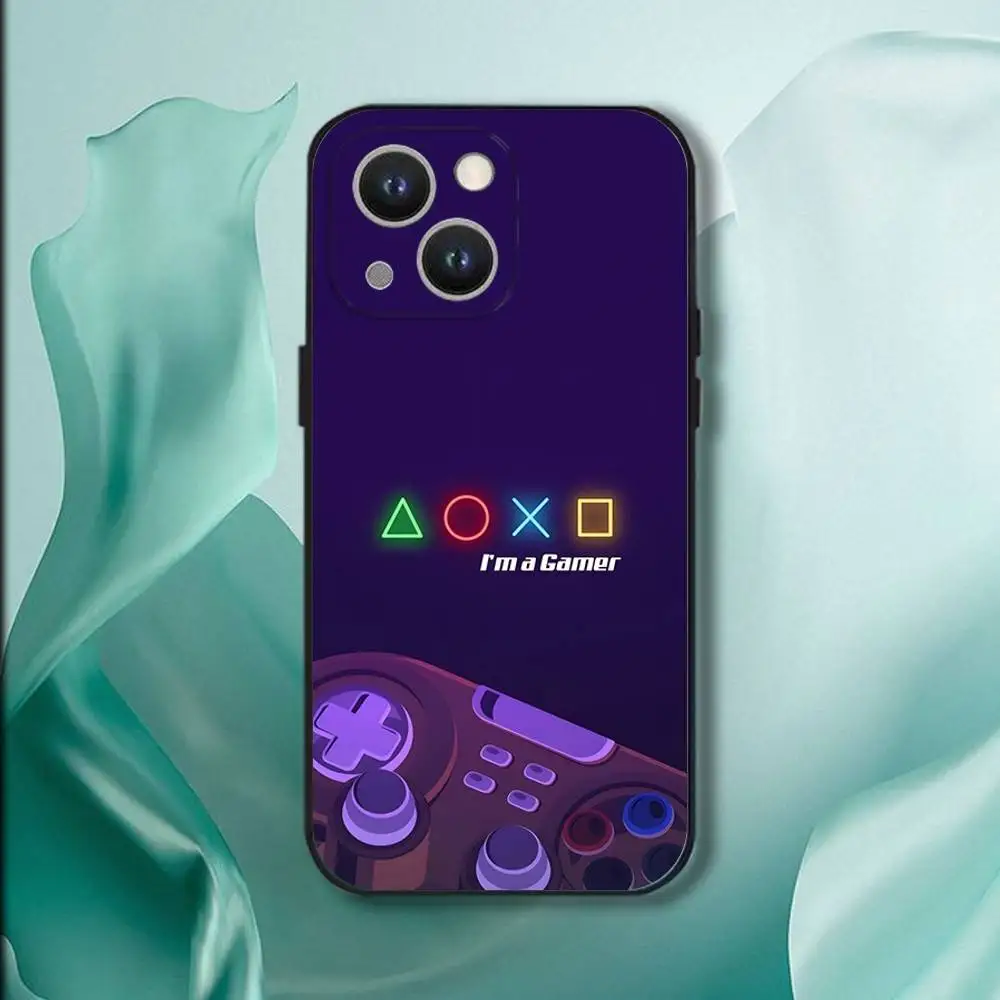 حافظة هاتف لوحدة التحكم في الألعاب لهواتف iPhone 16,15,14,13,12,11,Pro,XS,Max,XR,Plus,E,SE4,غطاء ناعم أسود صغير