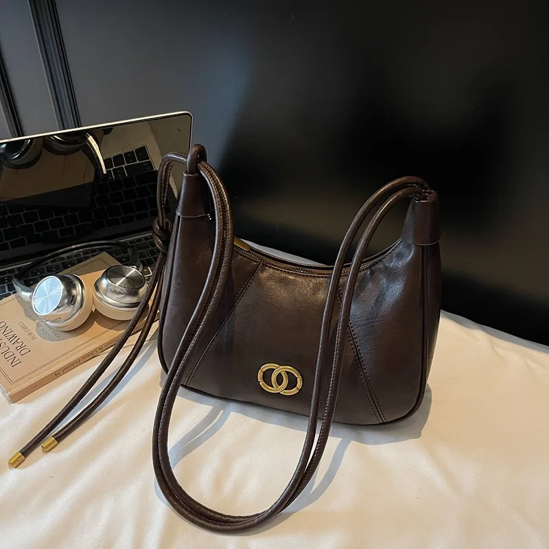 

2025 Autumn Winter Niche Vintage Underarm Bag for Women, Genuine Leather Crossbody Purse, Retro Shoulder Bag for Daily Use