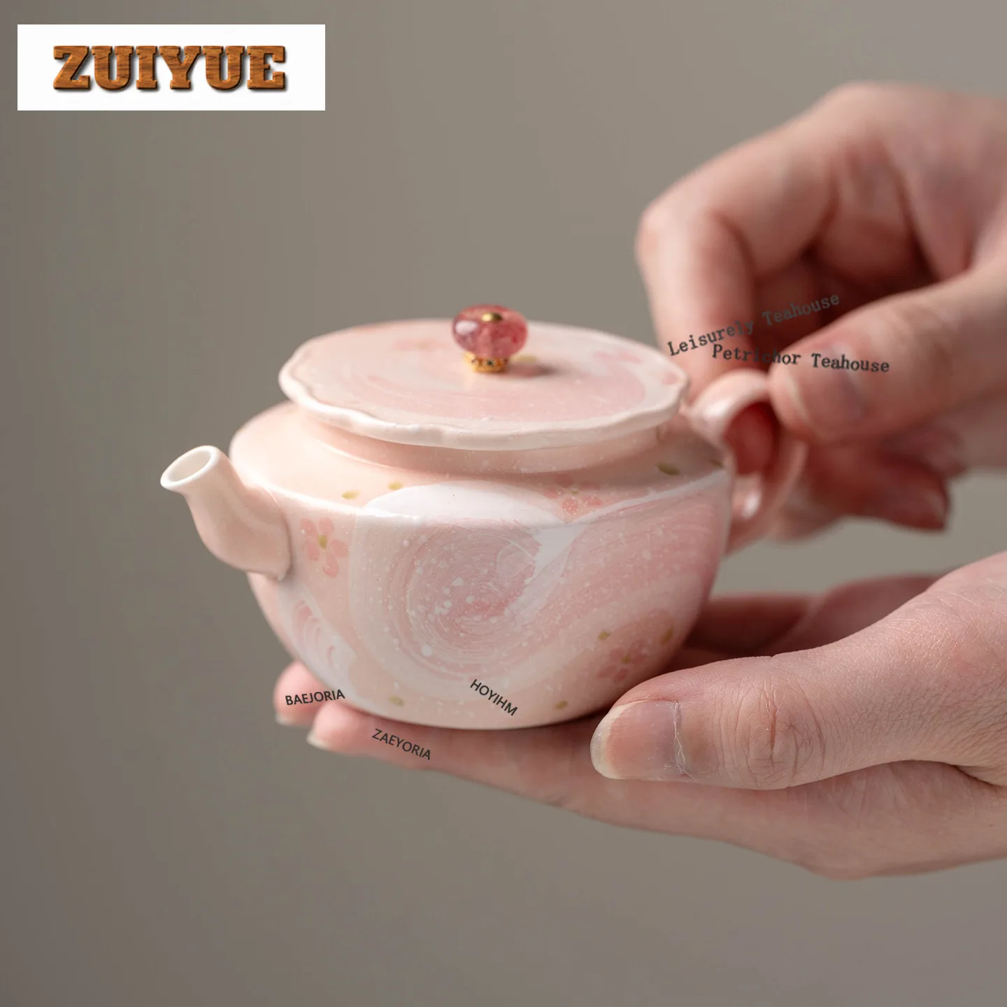 HOYIHM Hand-painted Pink Mist Starry Sky Travel Tea Set Kit Elegant 1 Pot 1 Cup Tea Maker Organizer Portable Outdoor Handbag