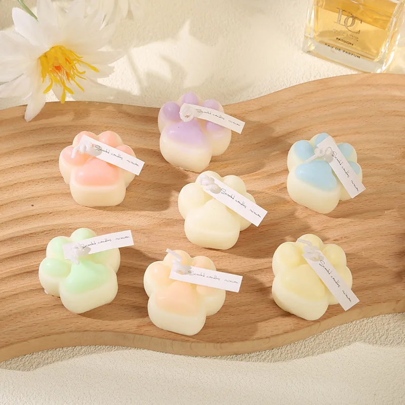 1PC Cute Cat Paw Shaped Candle Smokeless Healthy Solid Scented Candle Home Table Decor Party Decoration Ornament
