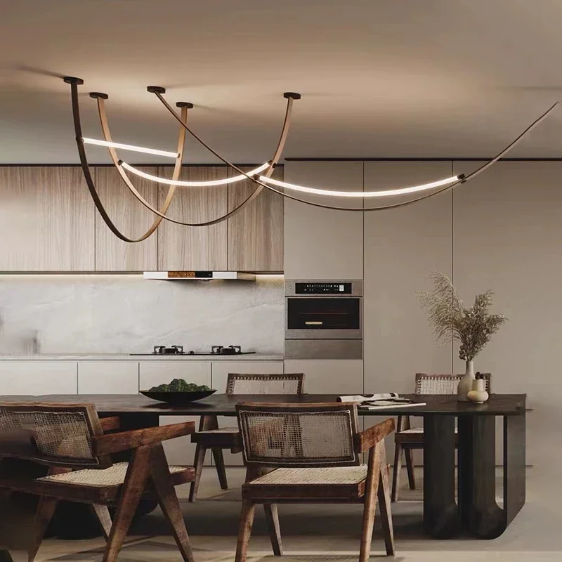

Nordic Design Leather Chandelier Living Dining Room Bar Island Minimalist Led Pendant Lamp Bedroom Loft Hanging Light Fixture