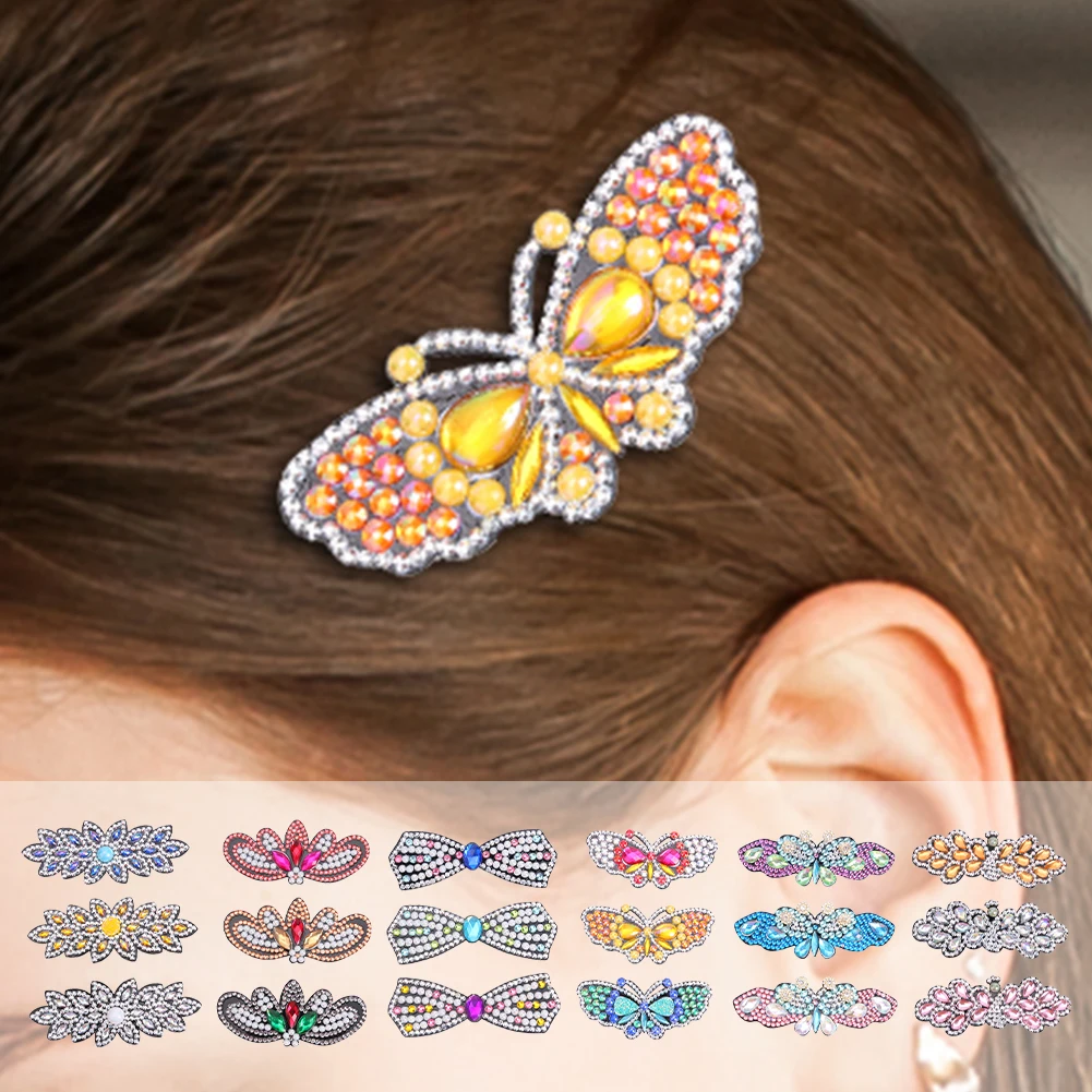 3pcs Rhinestone Butterfly Hair Clip Women Crystal Bow Barrettes Hairpin Ornament for Employee Benefits Travel Commemoration