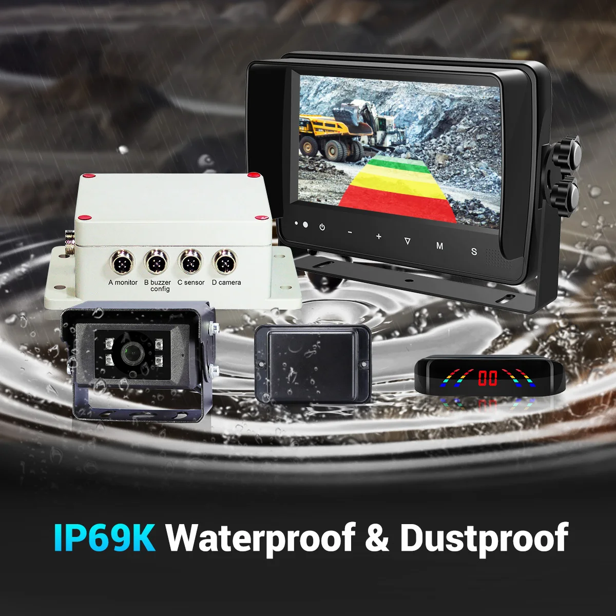 STONKAM IP69K 방수 77GHz 레이더 경고 시스템 후방 카메라 포함 광산 트럭용 사각지대 모니터링
