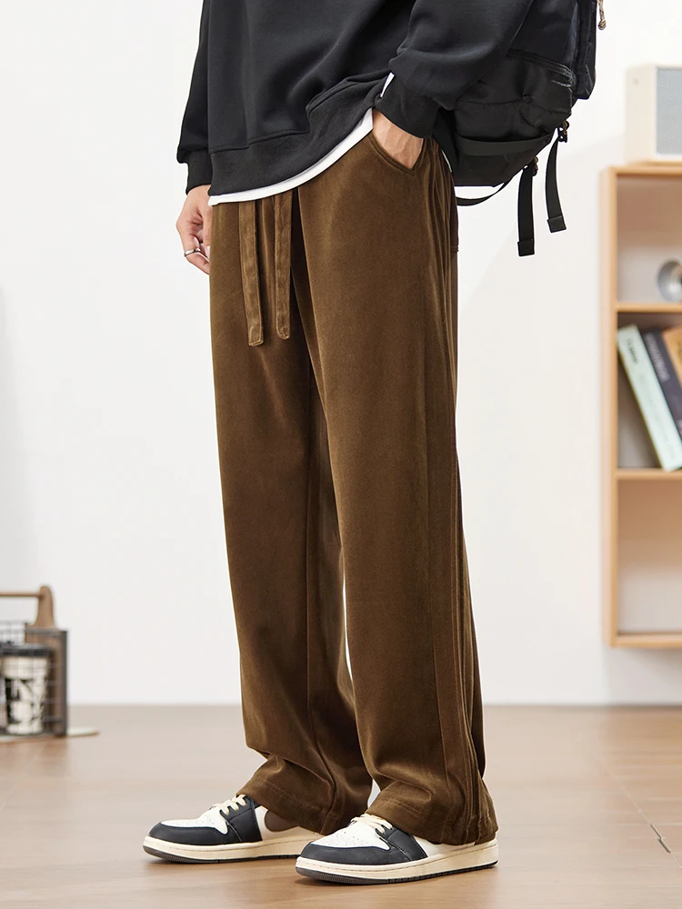 Loose Straight Leg Khaki Men's Casual Pants Spring Autumn Fashion Brand Sweatpants Large Size Drapey Trousers American Style