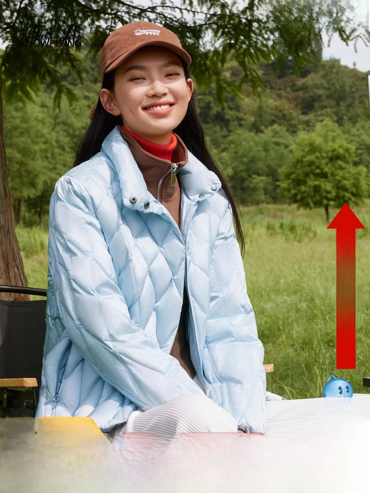 

Women's Lightweight Faionable Stand Collar down Jaet Snowflake Patterned Outerwear ort Length Thin Filling Autumn Winte...