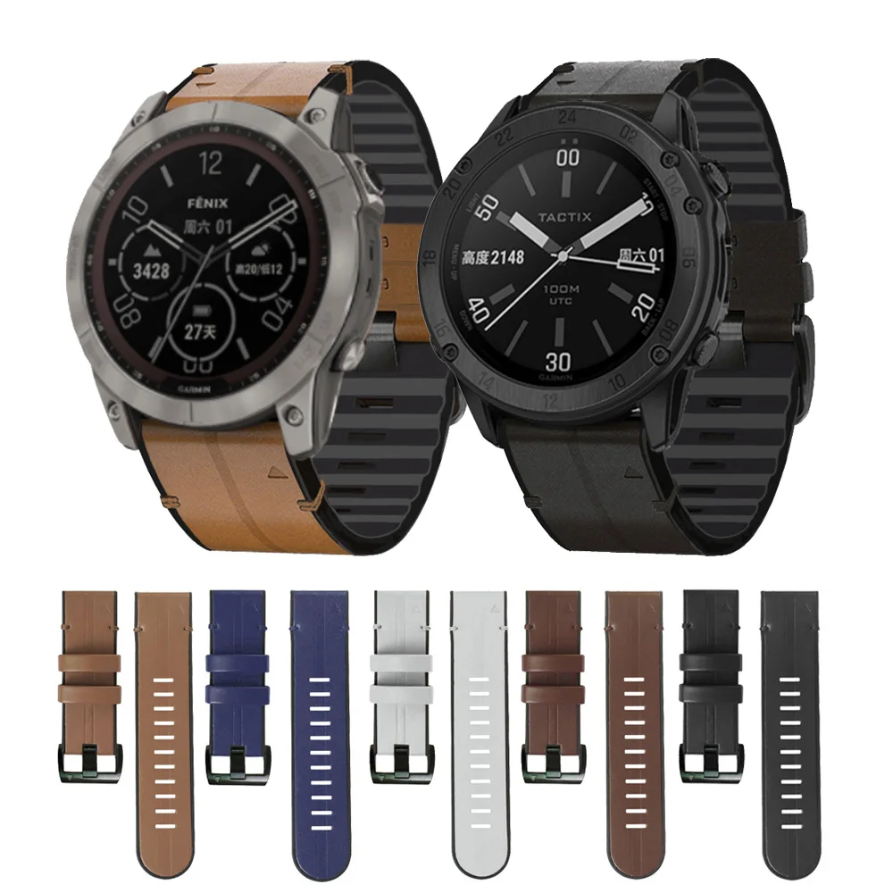 

For Garmin Fenix 7X Watch Strap 26mm Silicone Leather Quick Fit Bracelet For Garmin Fenix 6X 5X/TACTIX DELTA/Enduro/ Watchband