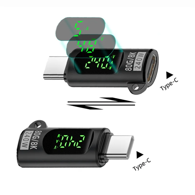 

8K 80Gbps PD240W USB C Adapter with Power Digital Display Type-C Male to Female Connector for Laptop Mobile Phone PD Charger