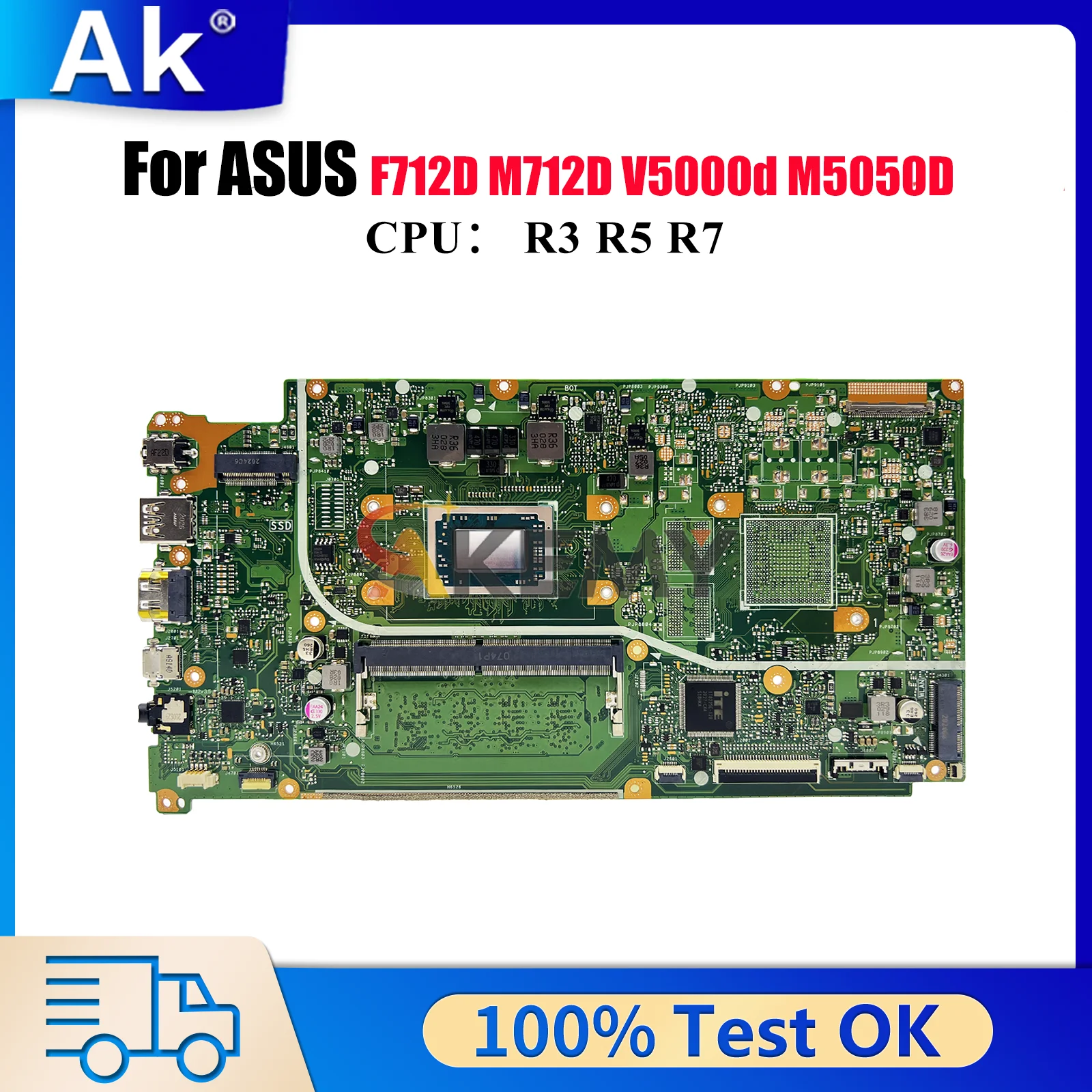 

X712DAU Laptop Motherboard For ASUS VivoBook X712D F712D X712DAP M5050D M712D V5000d X712DK X712DA Mainboard With R3 R5 R7 CPU
