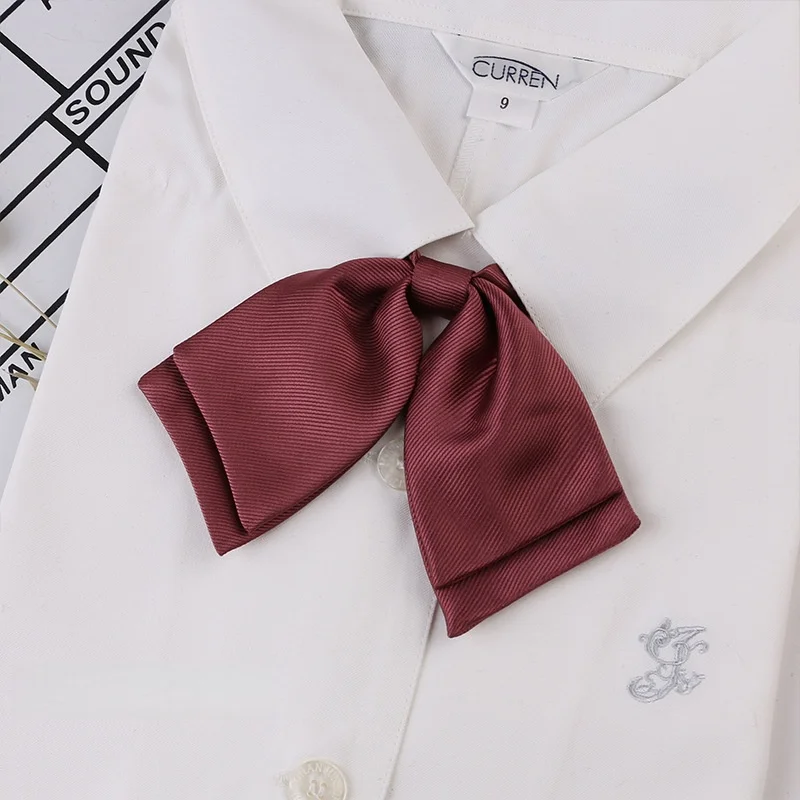 솔리드 컬러 스레드 대각선 리본 나비 넥타이 칼라 Bowknot 세트 꽃 더블 레이어 Jk 대학 스타일 액세서리