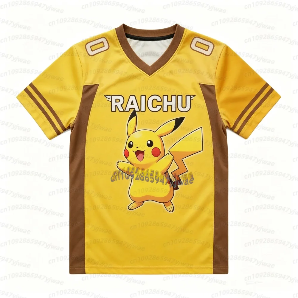 2026 Herren Anime Pokémon Pikachu Print Fußballtrikots Cartoon Kurzarm Sport T-Shirt Cosplay Tops Kinder Damen Herren T-Shirt – Detail 11