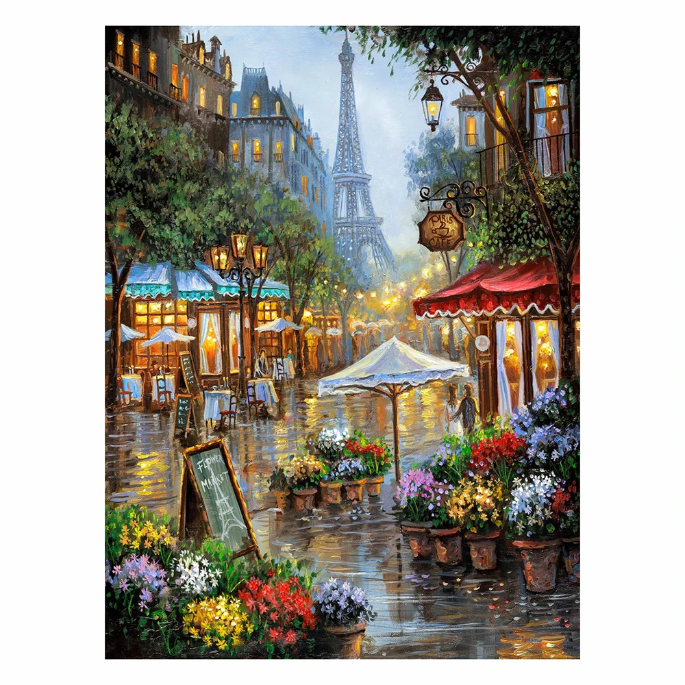 LZAIQIZG 5D DIY Diamond Painting Paris Flower Street Diamond Embroidery Landscape Cross Stitch Handicraft Decoration For Home