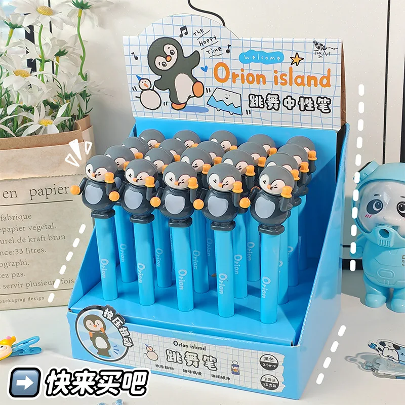 Nuovo divertente stampa pinguino penna da ballo simpatico cartone animato pinguino penna neutra studente di cancelleria giocattoli da disegno antistress