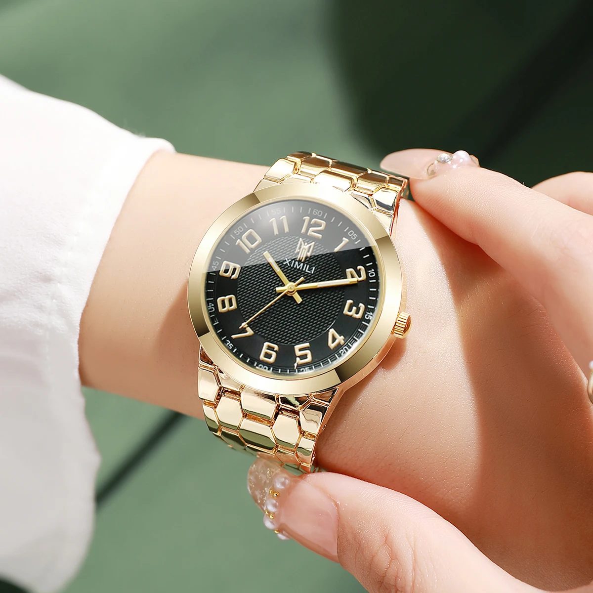 2PCS/Set Fashion Arabic Dial Women Watches Elegant Bracelet Strap Ladies Quartz Wristwatches Reloj Mujer（Without Box）