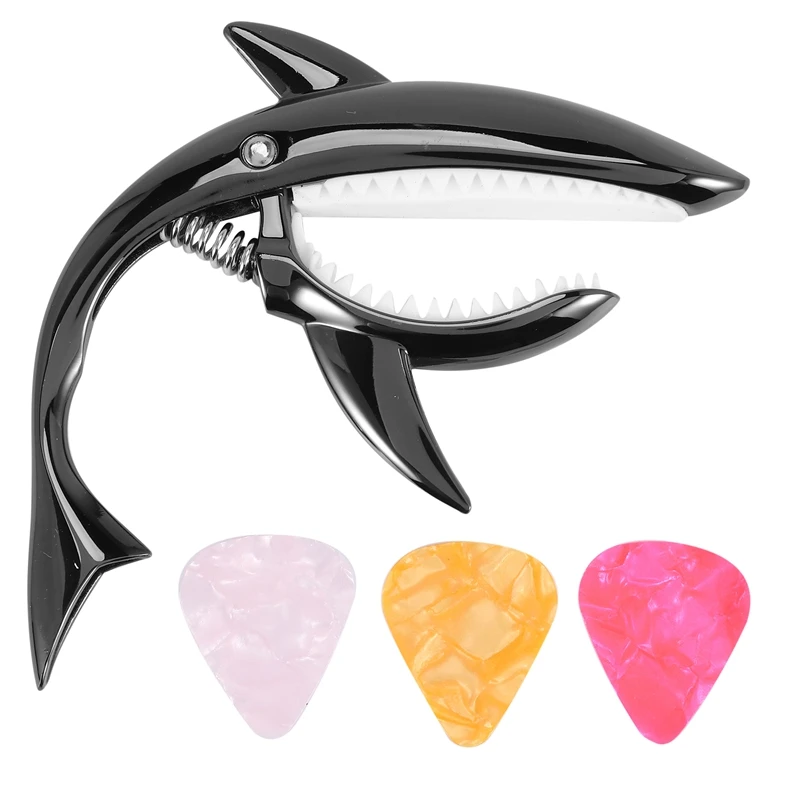 

Каподастр для гитары Shark из цинкового сплава для акустических электрических классических гитар и бас-гитары, каподастр для укулеле с медиатором
