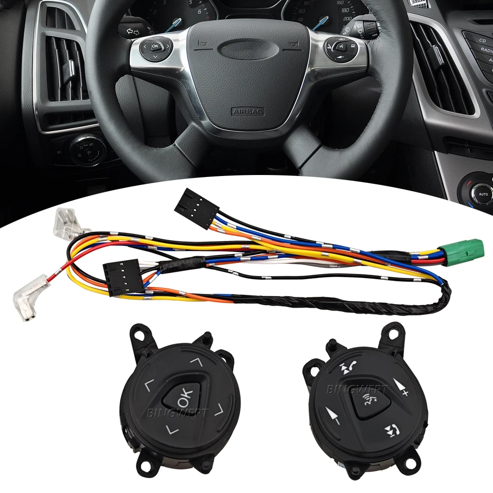 

Multifunction Steering Wheel Audio Volume Control Switch Button M Phone Switch For Ford Focus 3 2012 2013 2014