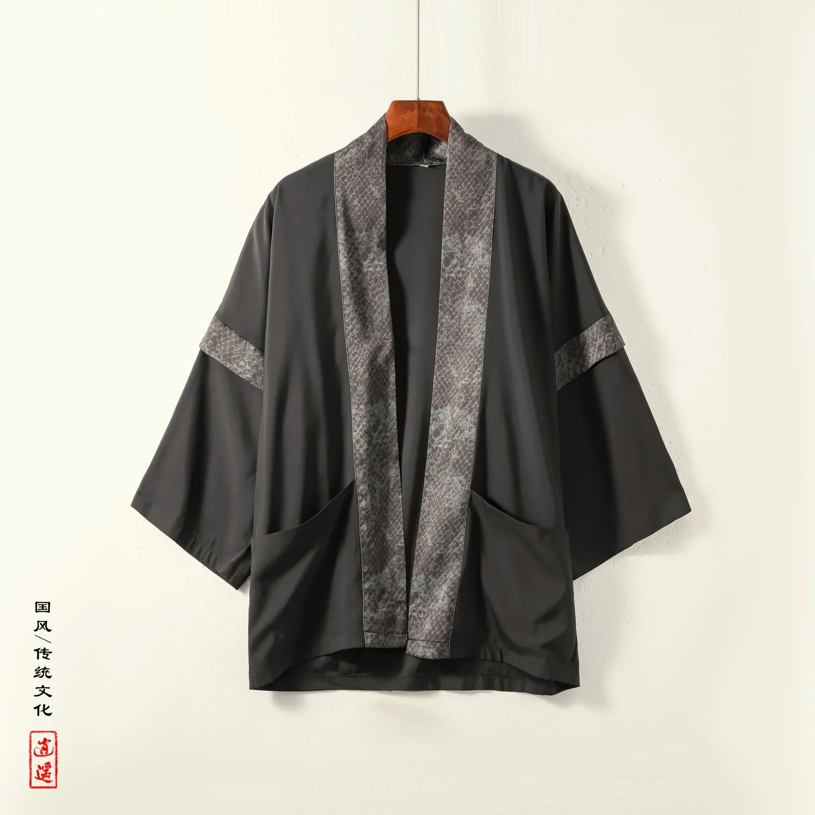 Chinese Style Python Pattern Jacquard Coat Men Spring Summer Lazy Handsome Chic Traditional Hanfu Oriental Traditional Tops
