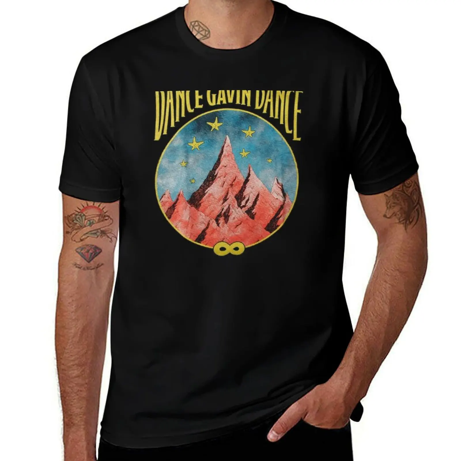 Dance Gavin Dance Mountain Stars Graphic Design T-Shirt Running Gym Short Sleeve Sports Tee T-Shirt