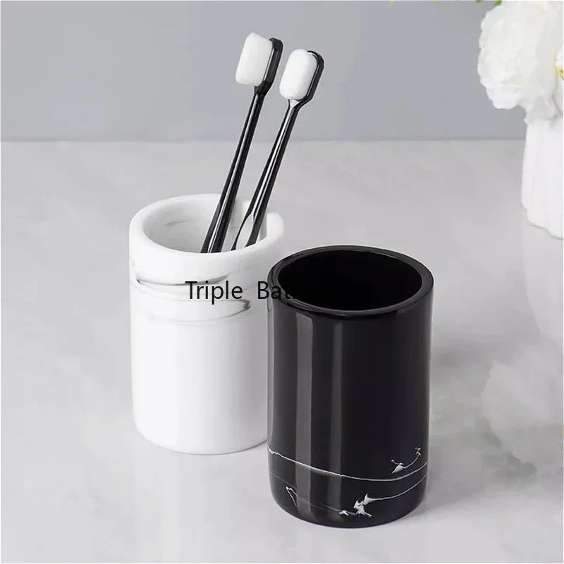 1pc Marble Mouthwash Cup Hotel Bathroom Toothbrush Cup Bathroom Accessories Marble Cup Household Products Toiletry Drinkware