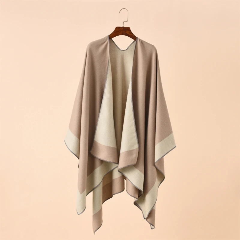 Oversized Sweater Shawls Elegant Layering Poncho Stylish Lattices Cardigan Shawls for Parties and Casual Outfits