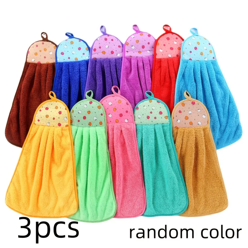 3-Pcs Cotton Kitchen Hand Towels,Contemporary Striped Pattern,Fade Resistant,Super Soft&Absorbent,Cartoon Theme,Hangable Design