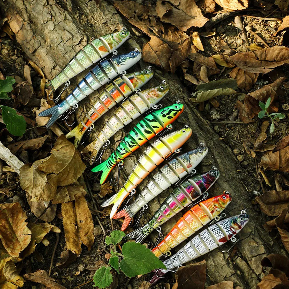 

10Cm 11G 8-Section Lifelike Multi-Joint Fish Lure Hard Plastic with 3D Eyes Steel Ball Action for Beginner Anglers