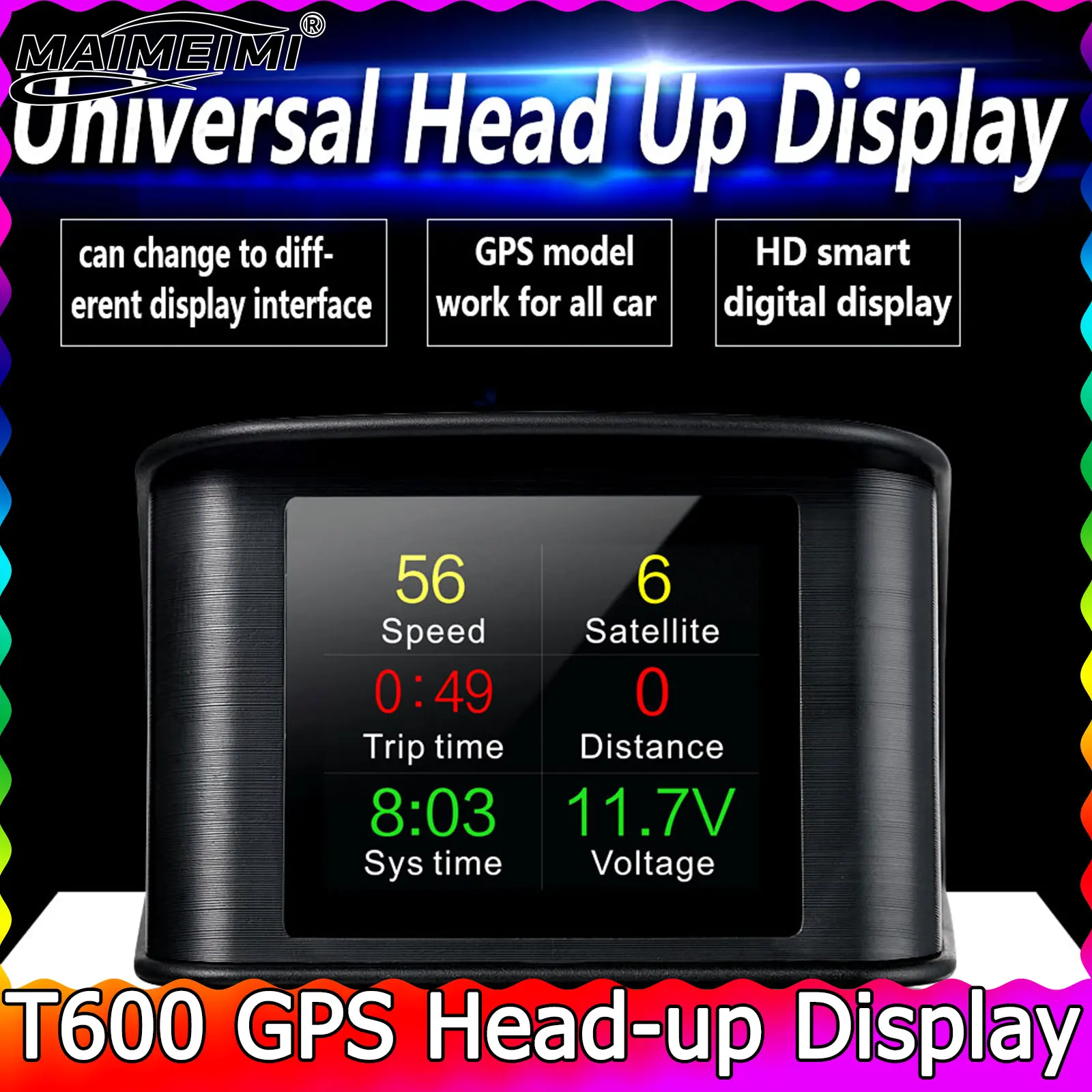 

T600 GPS HUD Car Accessories Head Up Display for All Car GPS Speedometer Overspeed Alarm LCD Digital Speed Meter Clock Speedo