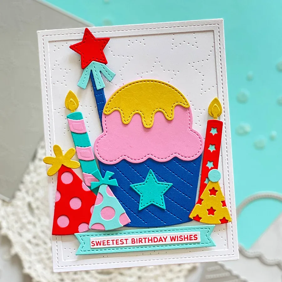 Carte di buon compleanno Candele Fustelle in metallo per scrapbooking Stencil Mestiere Coltello di carta Stampo Lama Punch Card Making Fustellatura