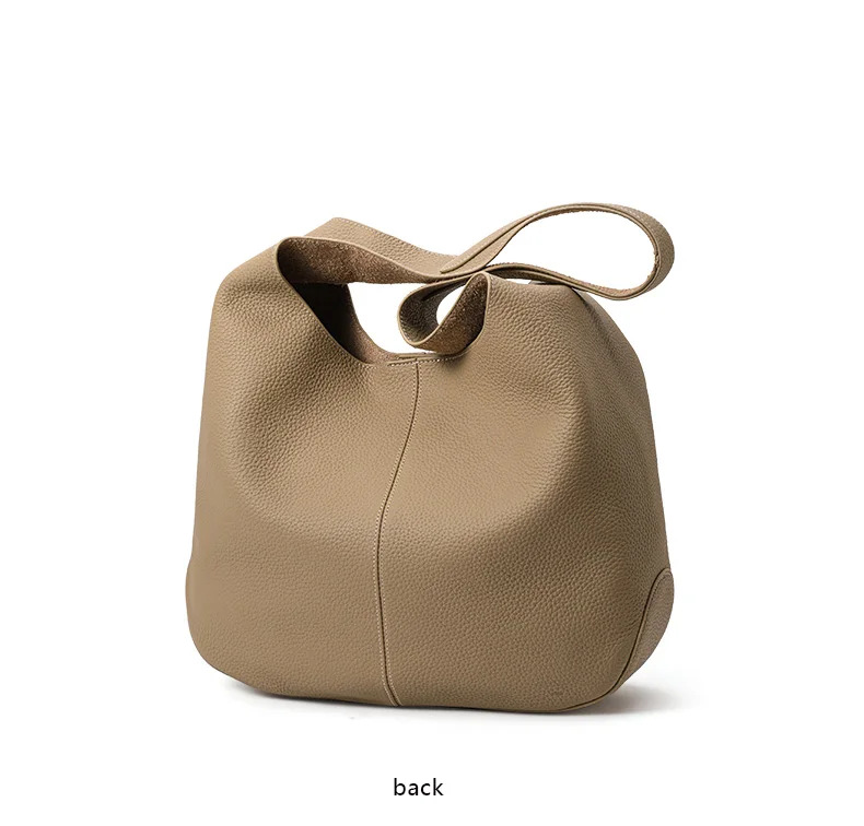 Aidrani Damen-Unterarm-Schultertasche aus echtem Rindsleder mit Lychee-Muster, Aufbewahrungstasche, leicht für Reisen – Detail 12