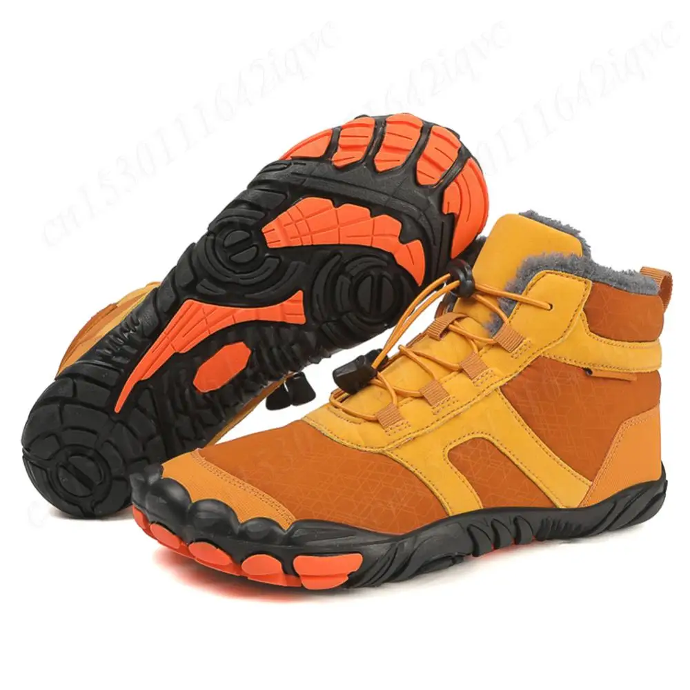 Winter Snow Boots Barefoot Hiking Shoes Waterproof Cold-Proof Trekking Shoes Lightweight Trail Running Shoes High-Top Booties